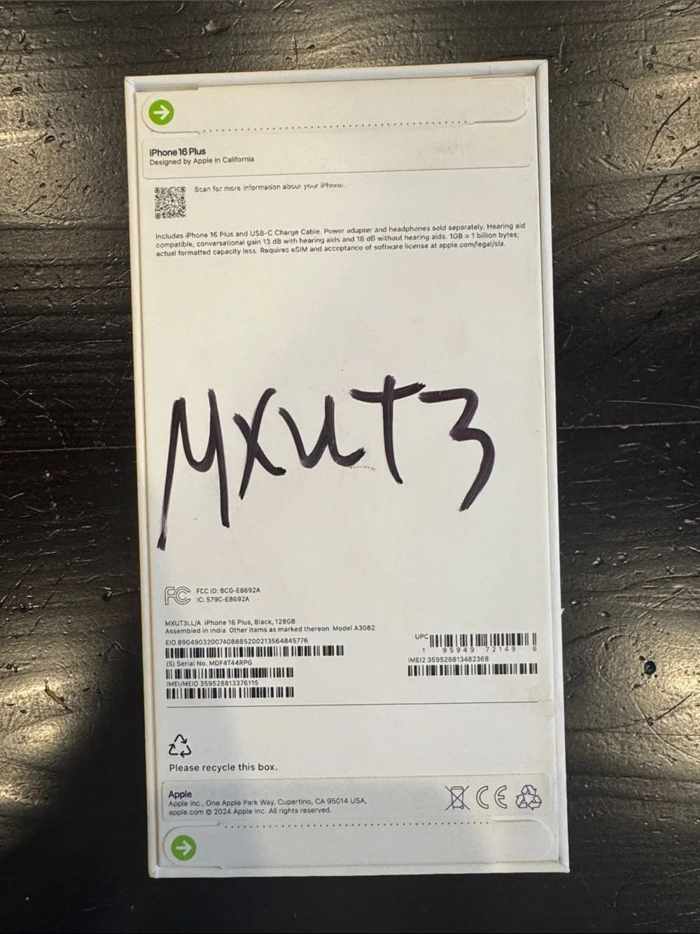 Apple iPhone 16 plus in Black - Dual Camera Model